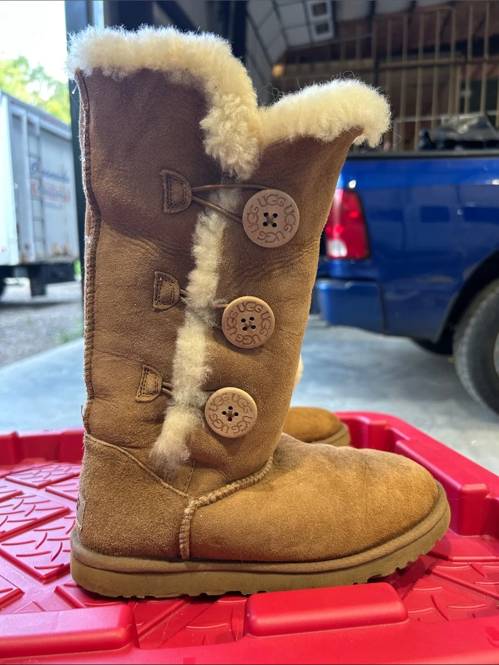 UGG Chestnut Brown Suede Shearling Cuff Boots